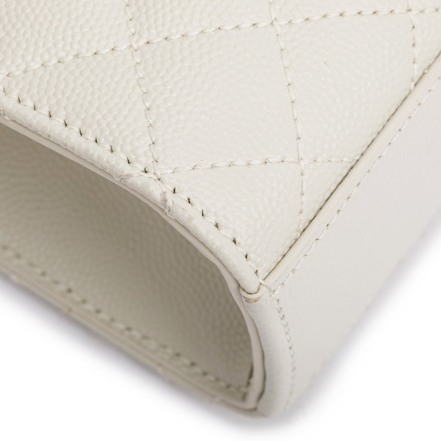 Saint Laurent 2022 White Quilted Grain De Poudre Leather Medium Envelope Chain Bag