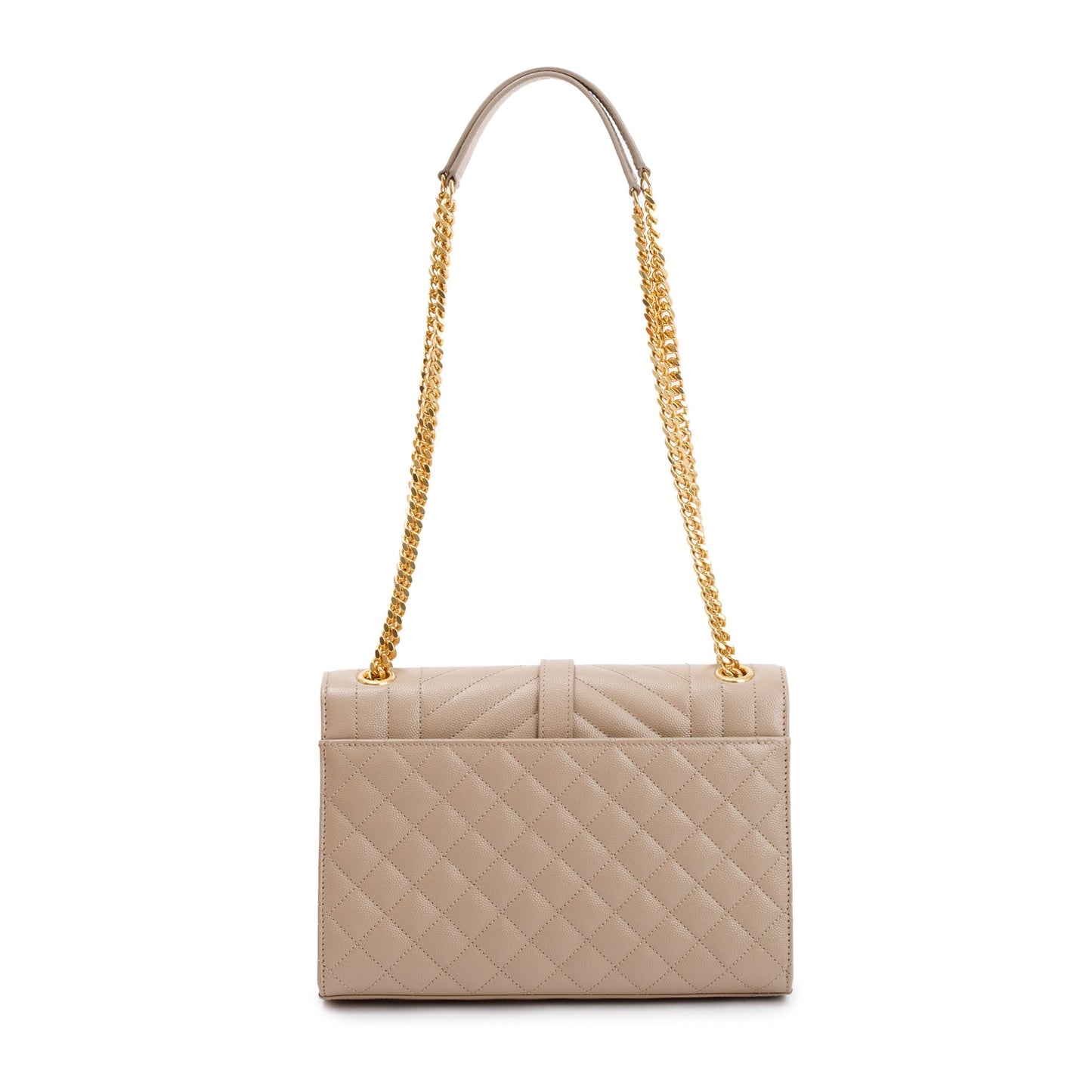 Saint Laurent 2023 Beige Grained De Poudre Medium Envelope Shoulder Bag