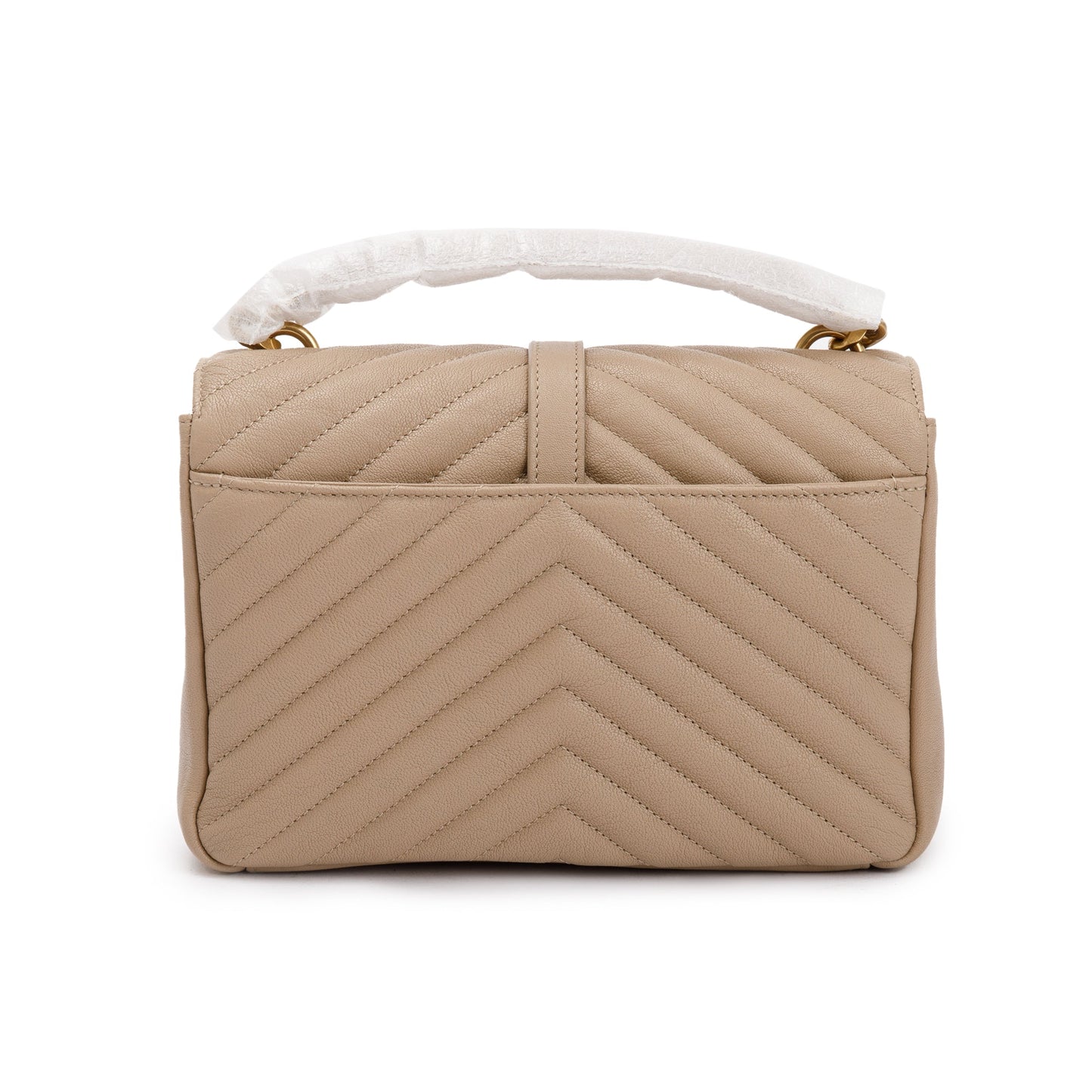 Saint Laurent 2023 Beige Leather Medium Chevron College Bag