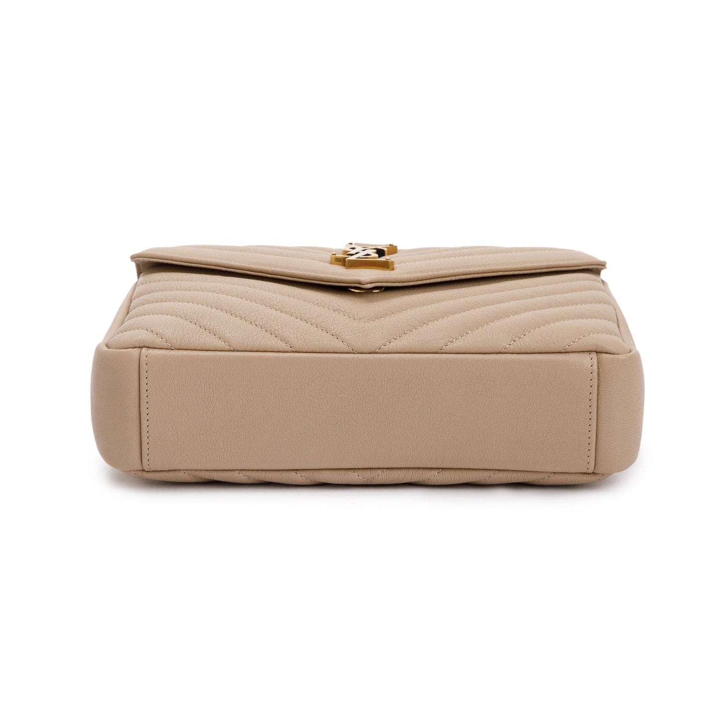 Saint Laurent 2023 Beige Leather Medium Chevron College Bag