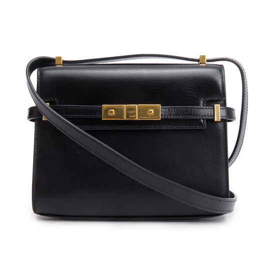 Saint Laurent 2023 Black Box Leather Mini Manhattan Bag