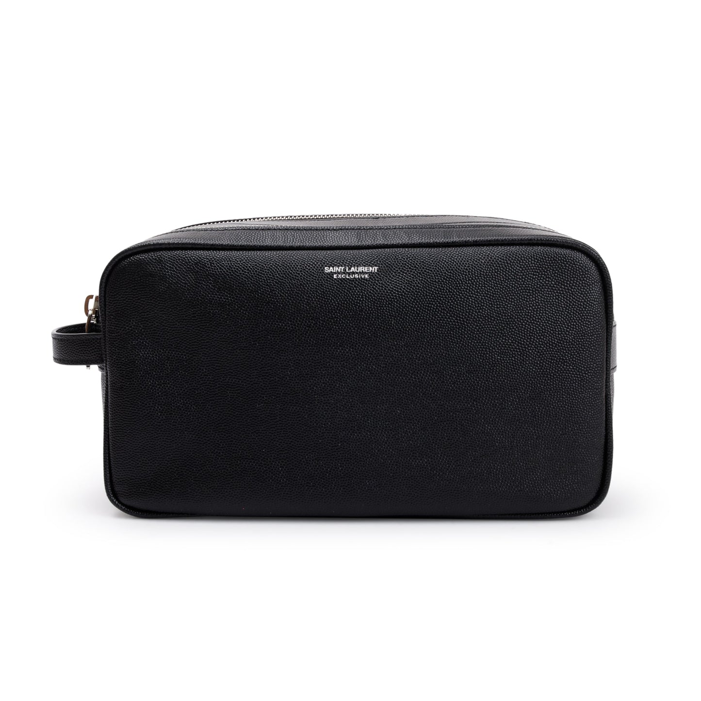 Saint Laurent 2023 Black Calfskin Leather Double Zip Cosmetic Case