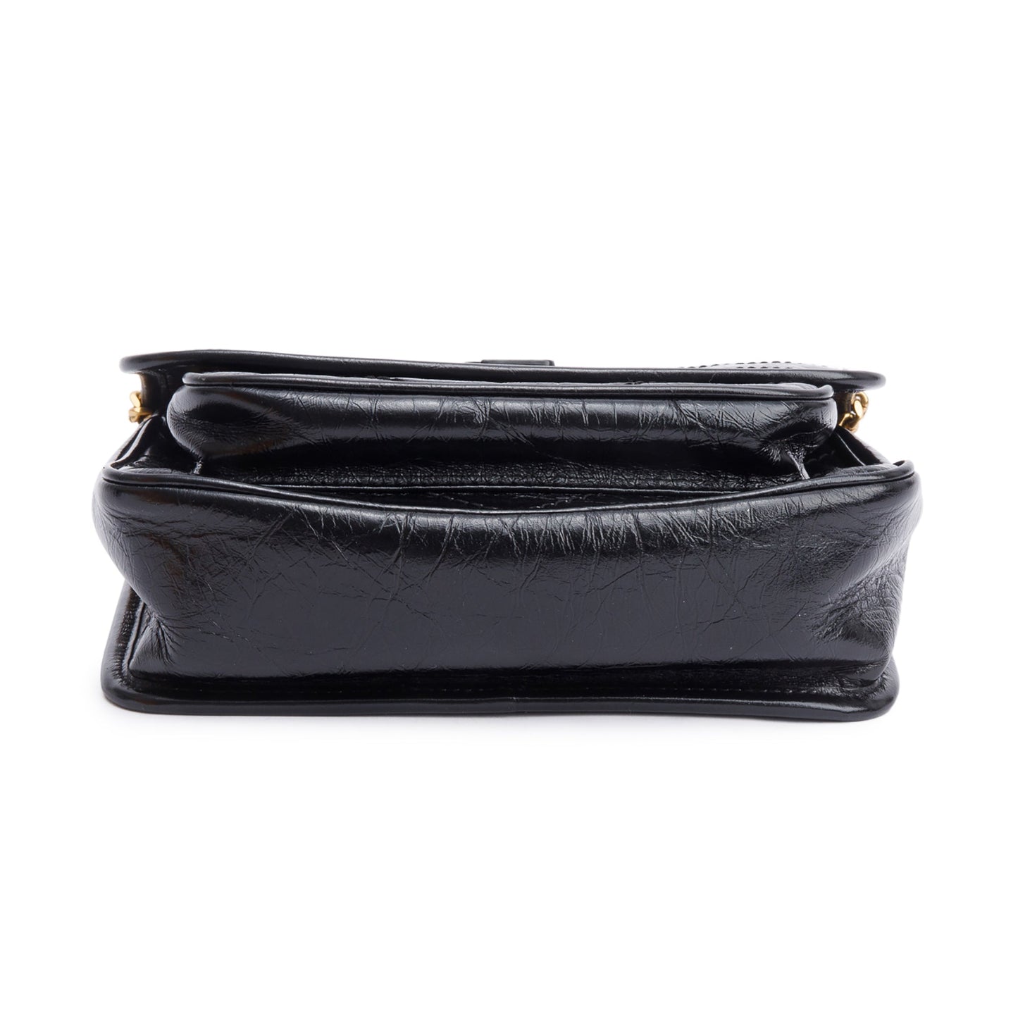 Saint Laurent 2023 Black Crinkled Calfskin Leather Baby Niki Shoulder Bag