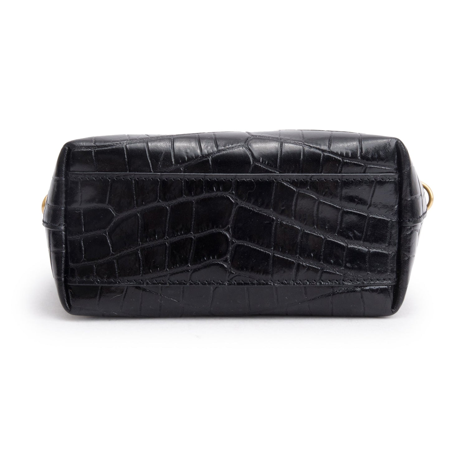 Saint Laurent 2023 Black Croc-Embossed Mini Toy Shopping Tote