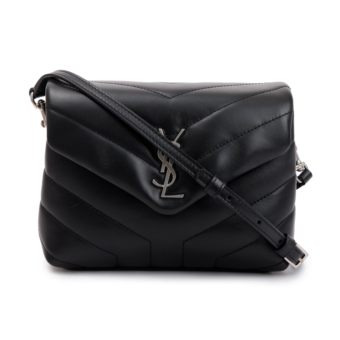 Saint Laurent 2023 Black Monogram Matelasse Toy Loulou Crossbody Bag
