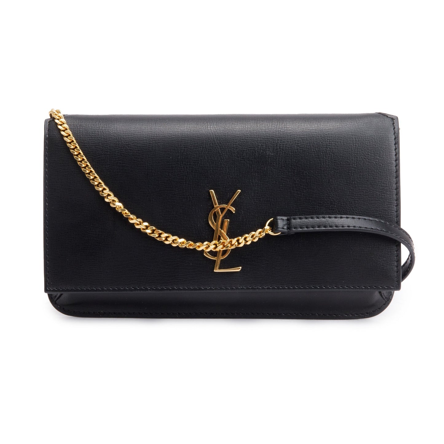 Saint Laurent 2023 Black Smooth Calfskin Leather Cassandre Phone Holder