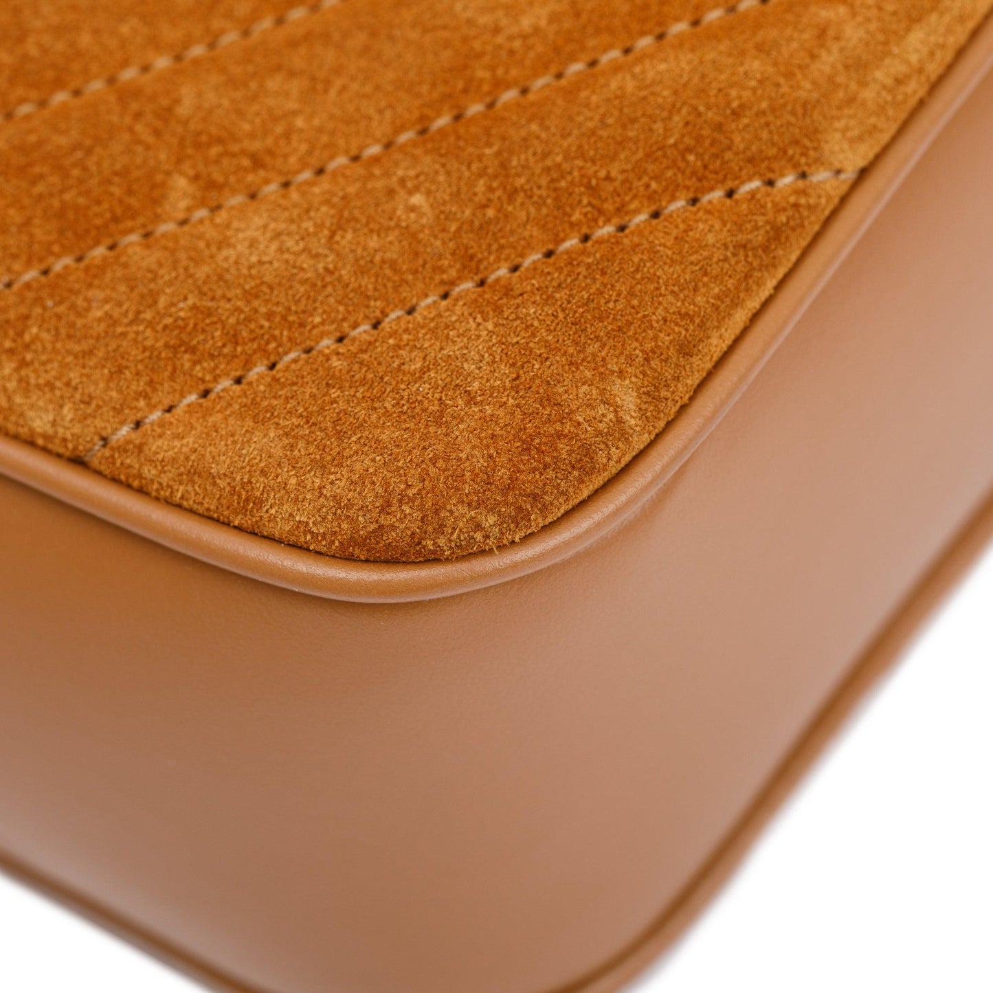 Saint Laurent 2023 Brown Quilted Suede & Smooth Leather Lou Camera Bag