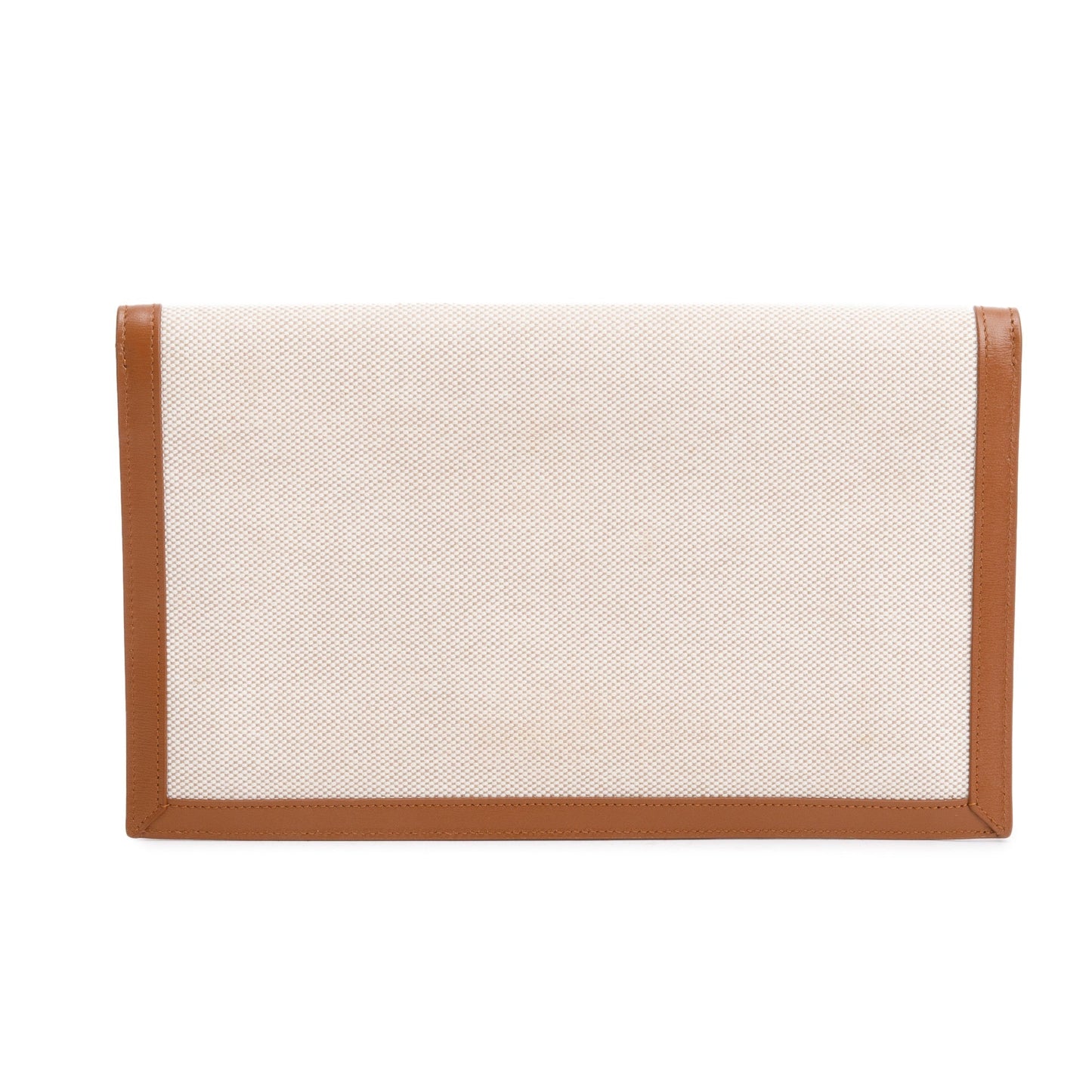Saint Laurent 2023 Neutral Canvas Brown Smooth Leather Uptown Pouch