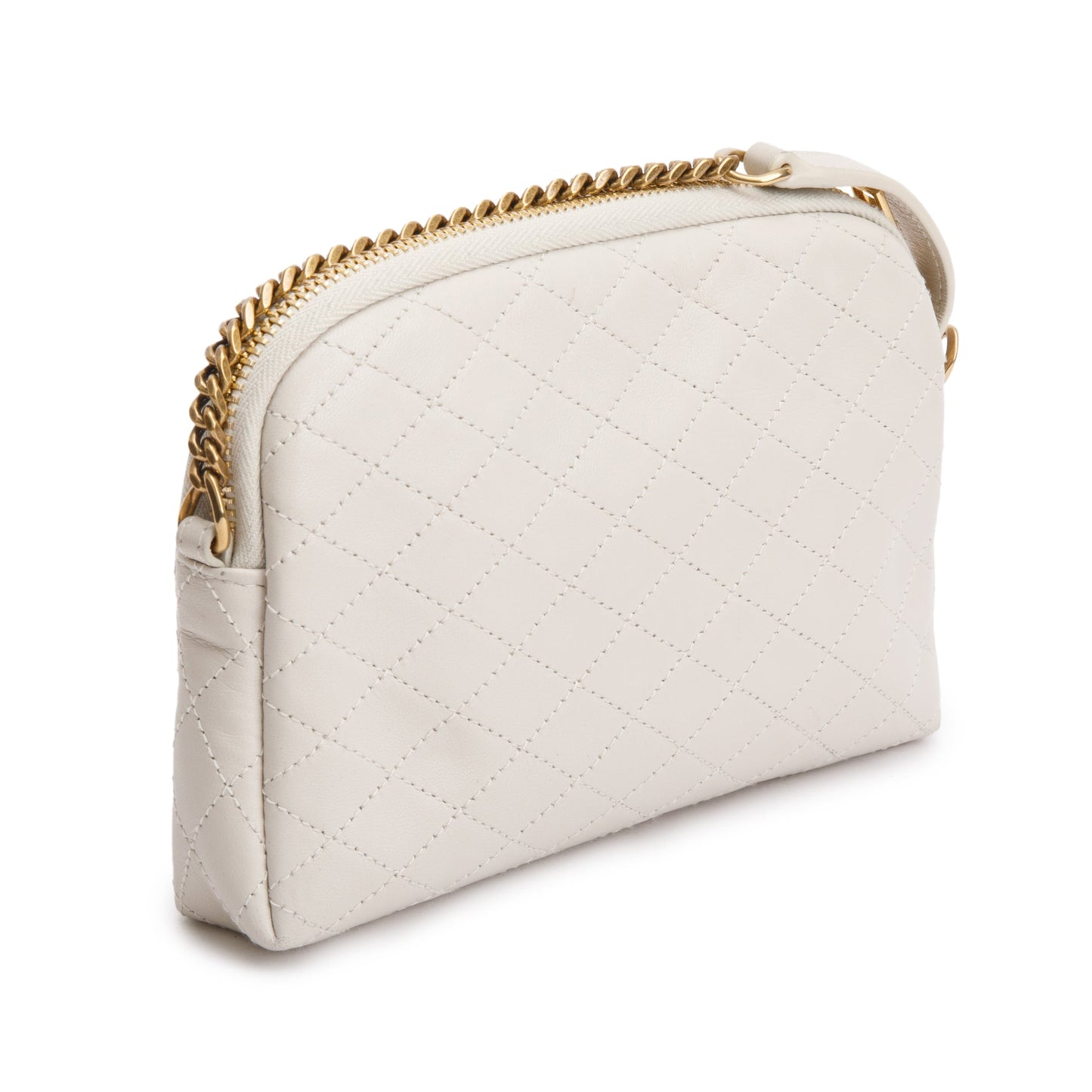 Saint Laurent 2023 White Leather Gaby Zipped Pouch