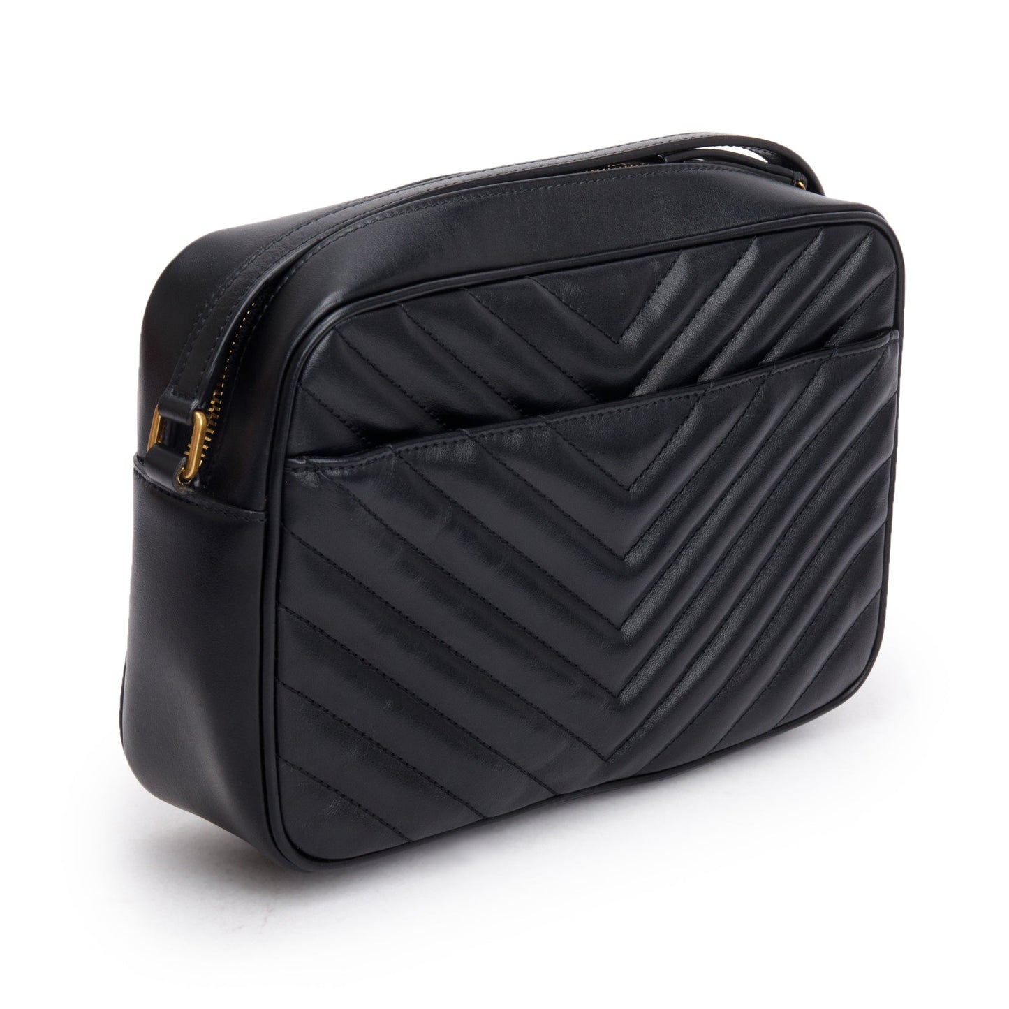 Saint Laurent 2024 Black Quilted Leather Lou Camera Bag
