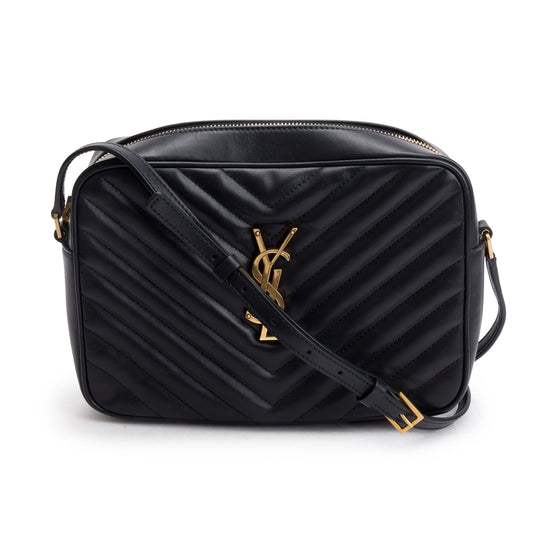 Saint Laurent 2024 Black Quilted Leather Lou Camera Bag