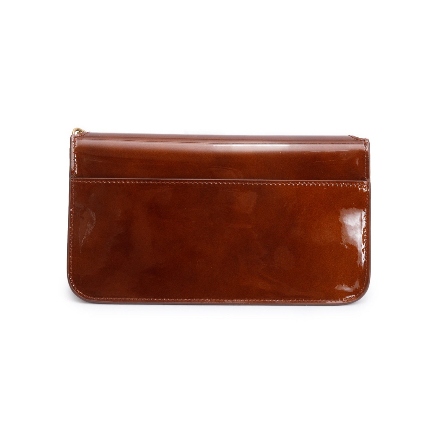 Saint Laurent 2024 Brown Patent Leather Cassandre Phone Holder