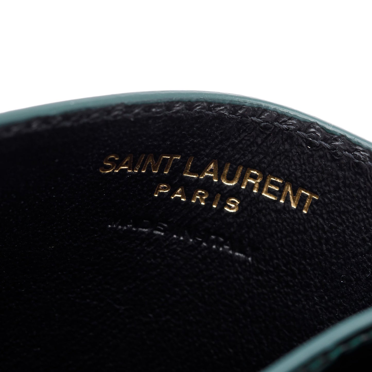 Saint Laurent 2024 Green Patent Leather Cassandre Card Holder