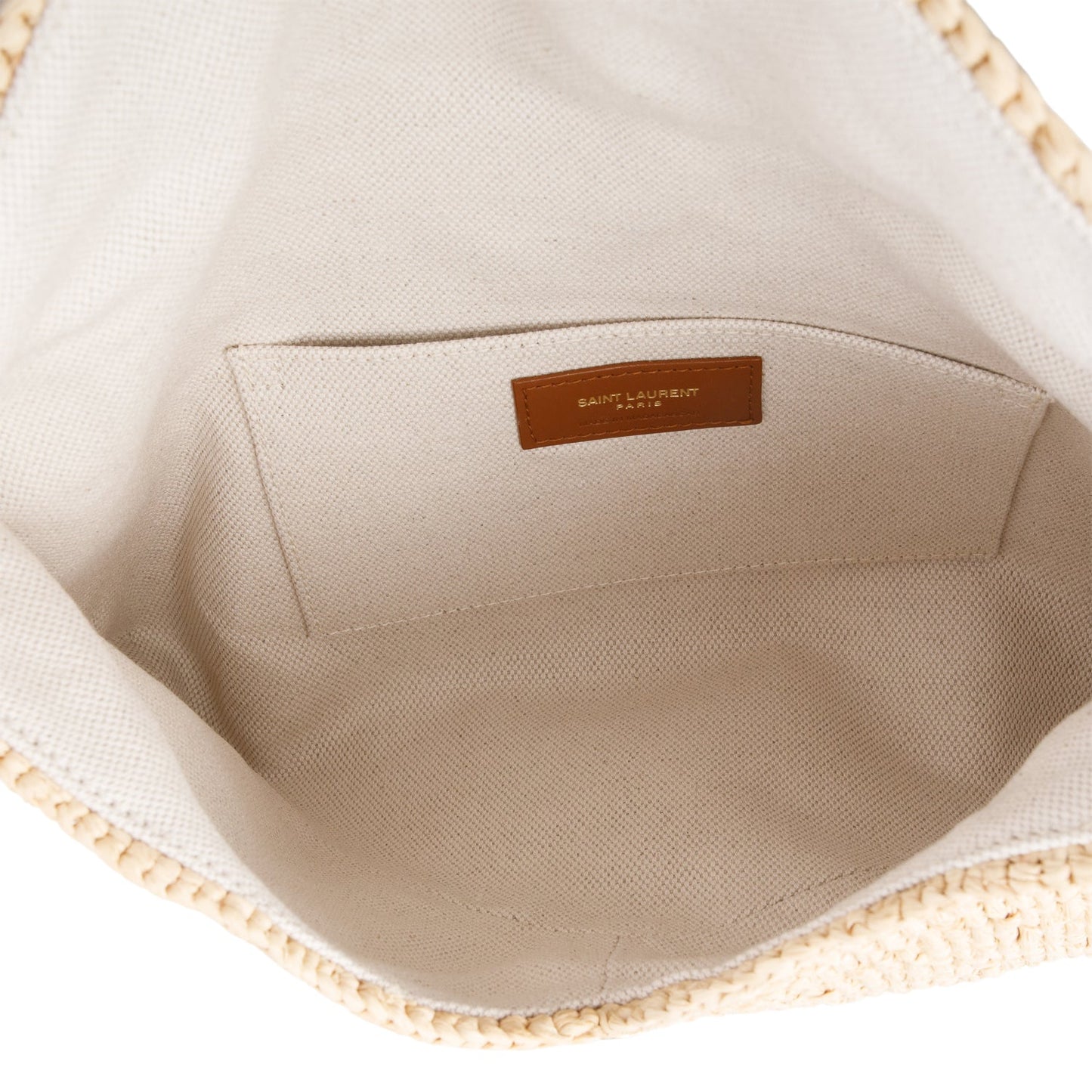 Saint Laurent 2024 Neutral Raffia Cassandre Large Envelope Pouch