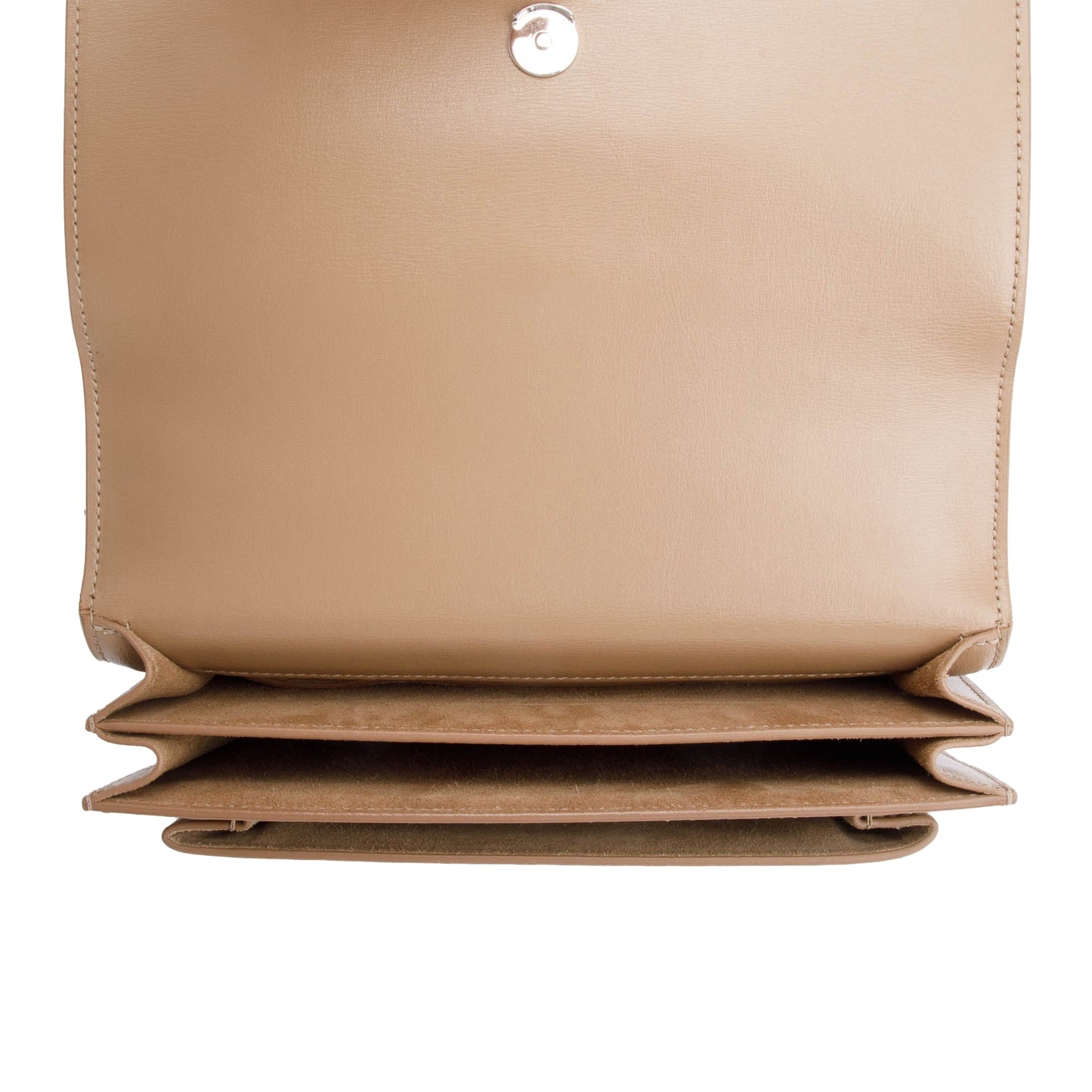Saint Laurent Beige Calfskin Leather Medium Sunset Shoulder Bag