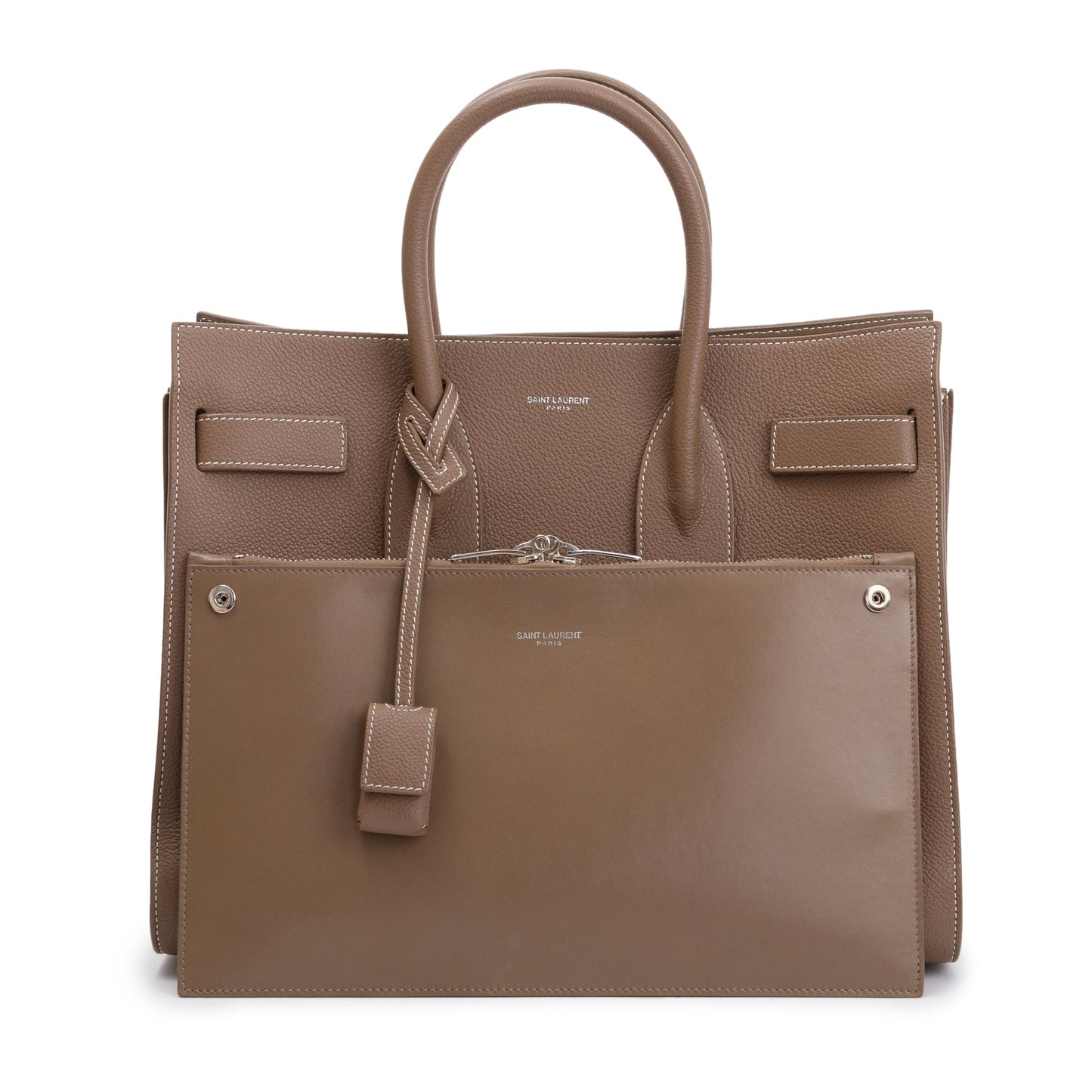 Saint Laurent Beige Grained Leather Small Sac De Jour