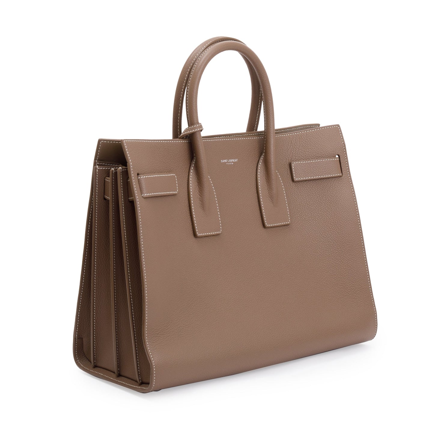 Saint Laurent Beige Grained Leather Small Sac De Jour