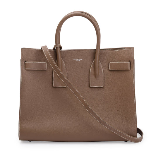 Saint Laurent Beige Grained Leather Small Sac De Jour