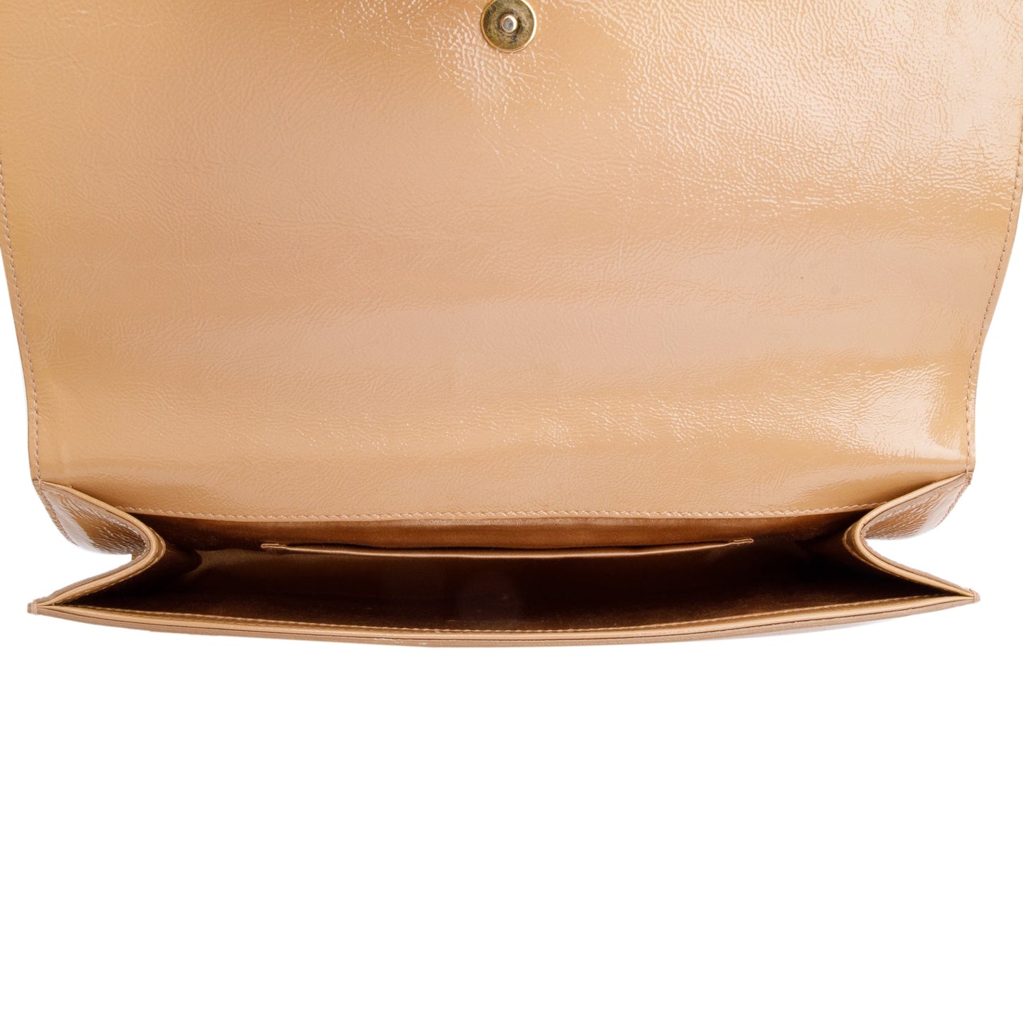 Saint Laurent Beige Patent Leather Large Belle de Jour Clutch