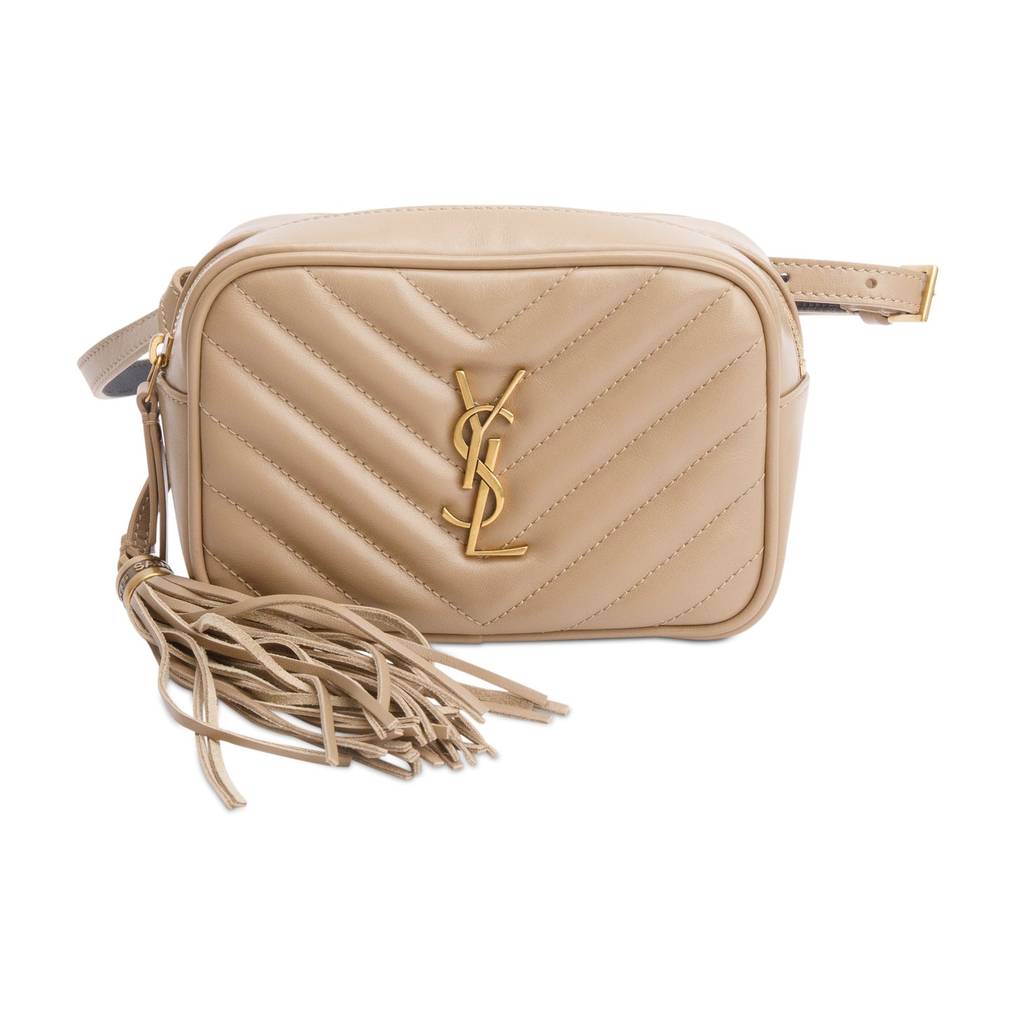 Saint Laurent Beige Quilted Calfskin Leather Lou Belt Bag