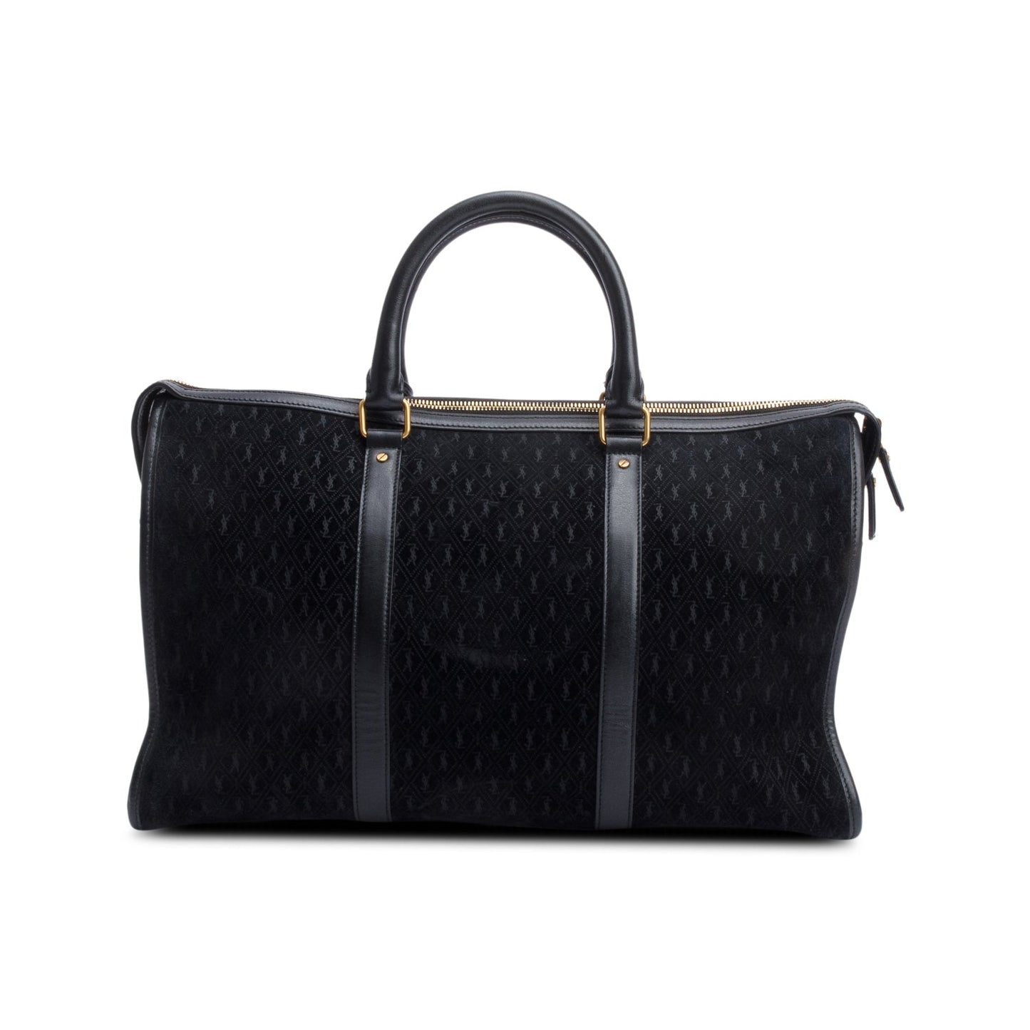 Saint Laurent Black All-Over Monogram Suede Le Monogramme 72H Duffle