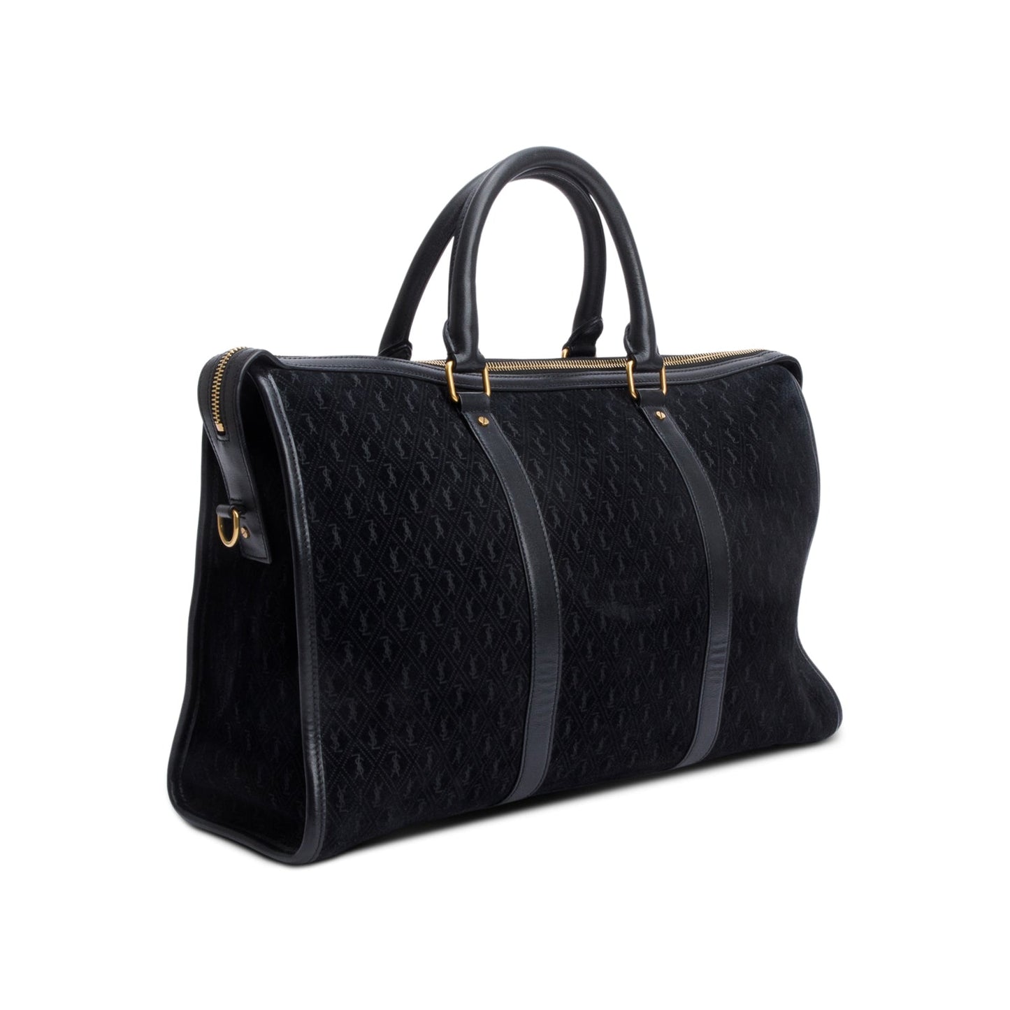 Saint Laurent Black All-Over Monogram Suede Le Monogramme 72H Duffle