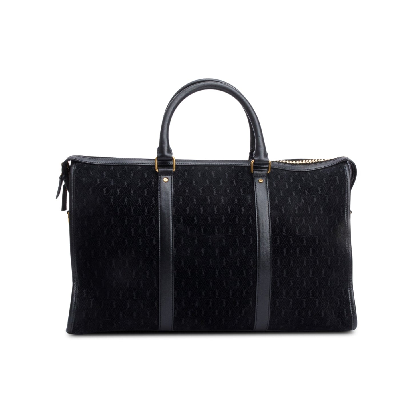 Saint Laurent Black All-Over Monogram Suede Le Monogramme 72H Duffle