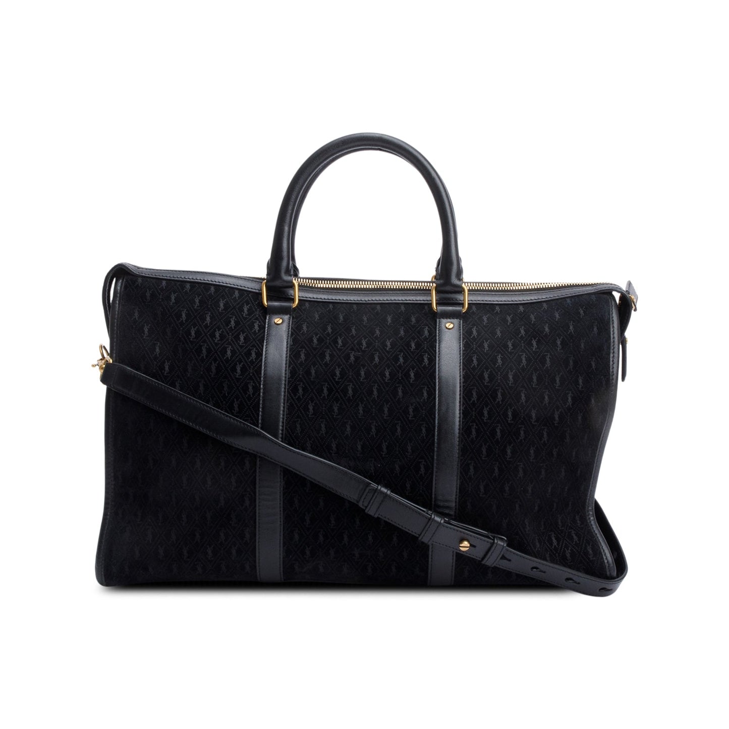 Saint Laurent Black All-Over Monogram Suede Le Monogramme 72H Duffle