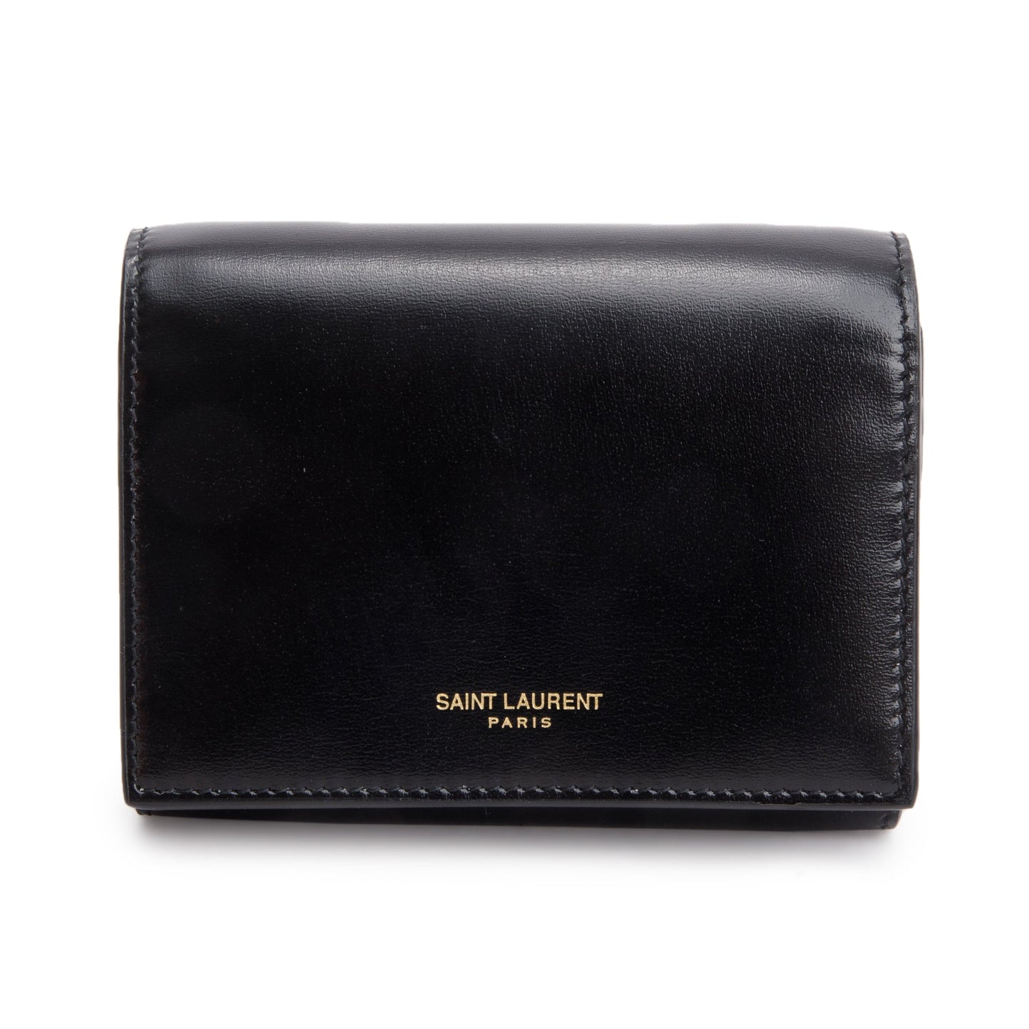 Saint Laurent Black Calf Leather Micro Chain Card Case