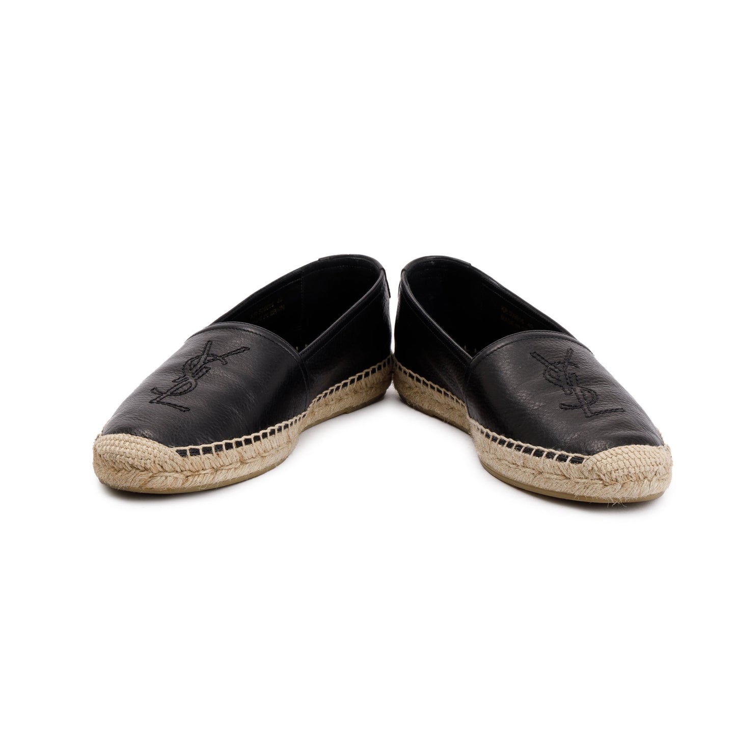 Saint Laurent Black Calfskin Leather Espadrilles, Size 40