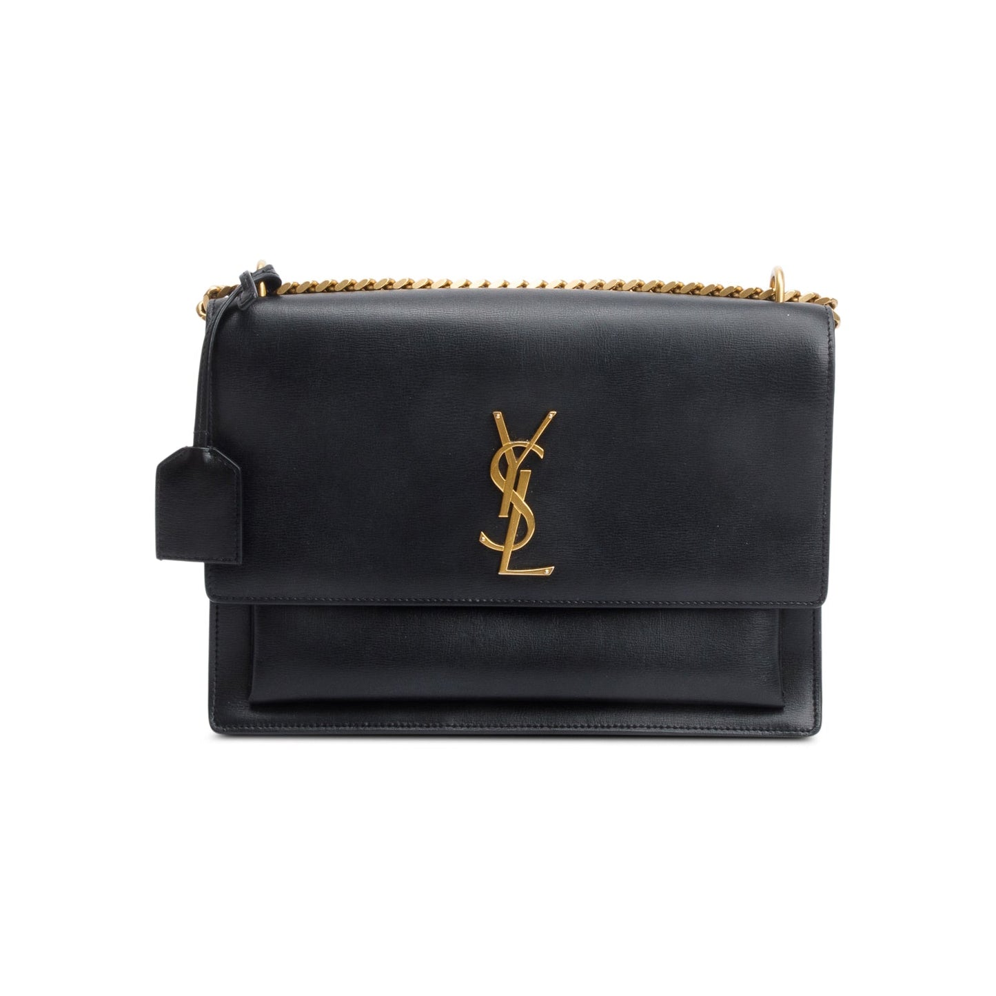 Saint Laurent Black Calfskin Leather Large Sunset Shoulder Bag