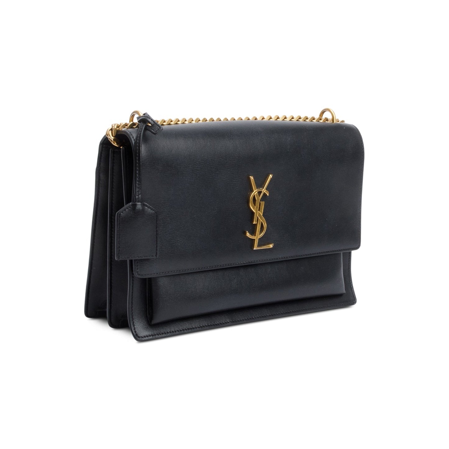Saint Laurent Black Calfskin Leather Large Sunset Shoulder Bag