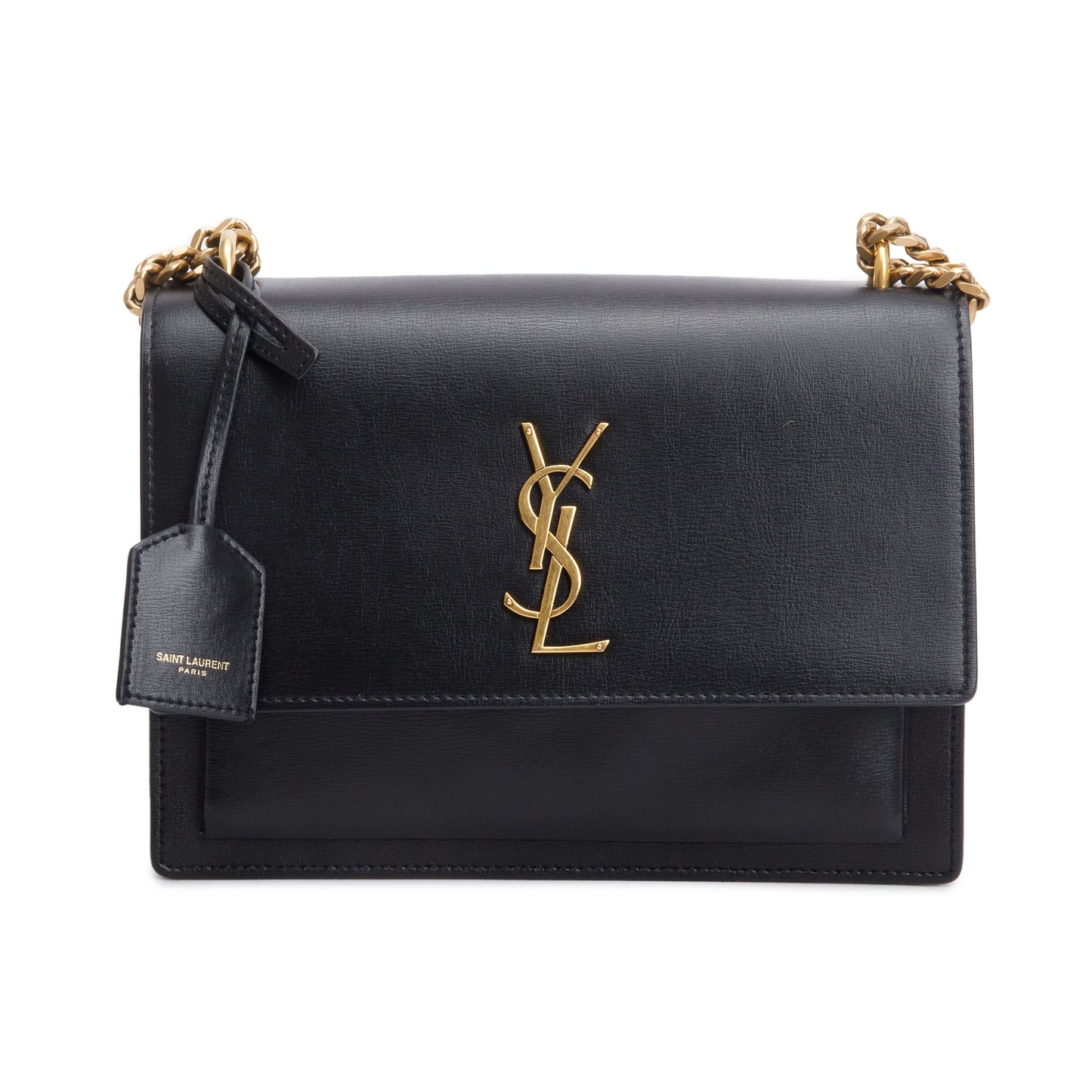 Saint Laurent Black Calfskin Leather Medium Sunset Shoulder Bag