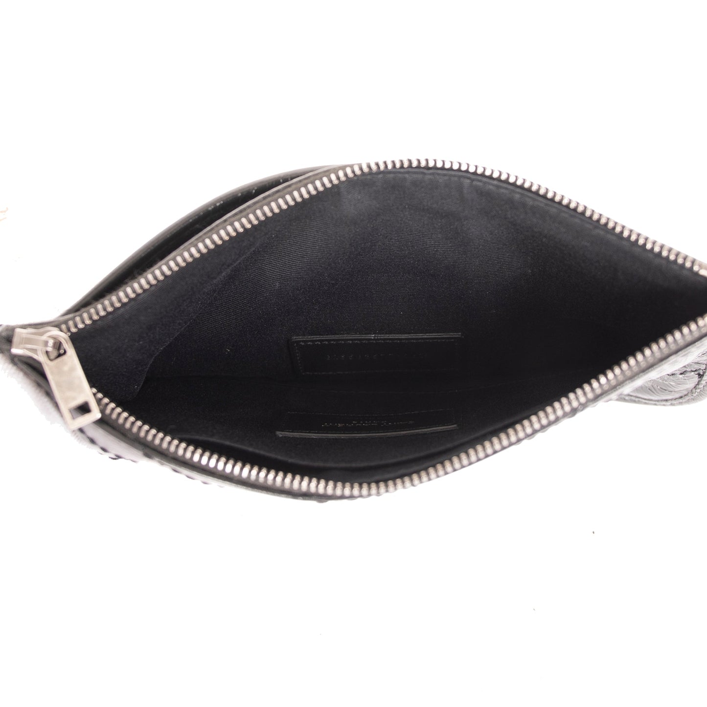 Saint Laurent Black Crinkled Calfskin Matelasse Leather Monogram Niki Bill Pouch