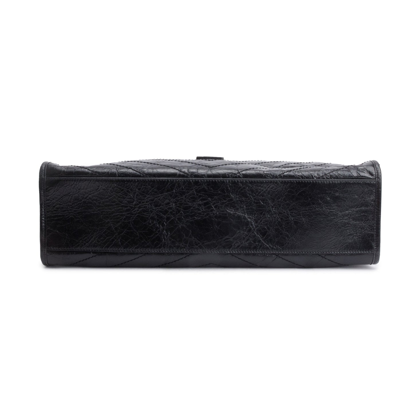Saint Laurent Black Crinkled Leather Niki Tote Bag
