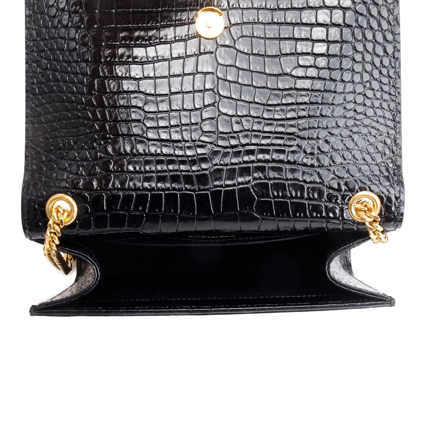 Saint Laurent Black Croc-Embossed Leather Small Kate Tassel Bag