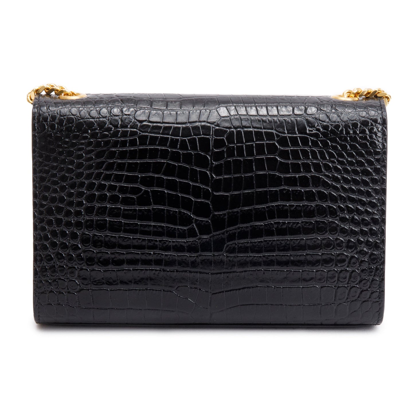 Saint Laurent Black Croc-Embossed Leather Small Kate Tassel Bag