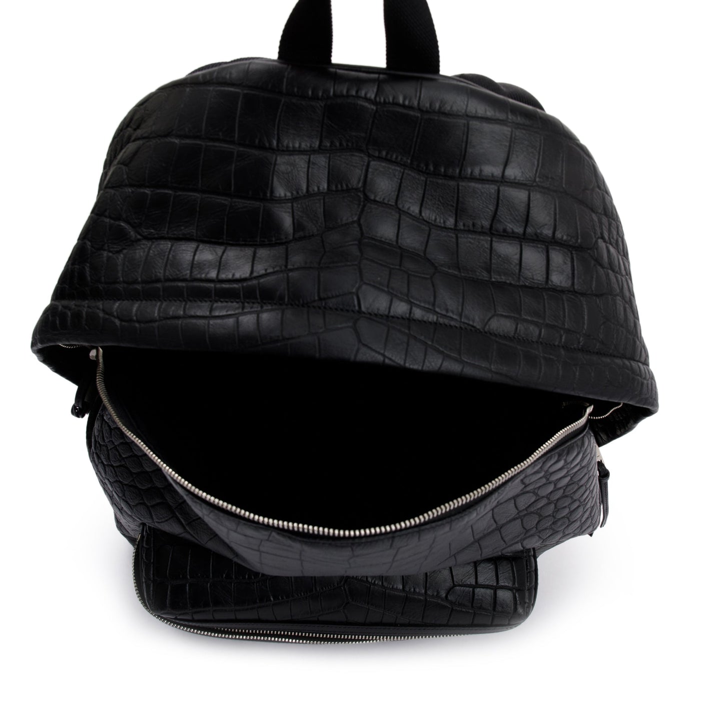 Saint Laurent Black Crocodile-Embossed Calfskin Leather City Backpack