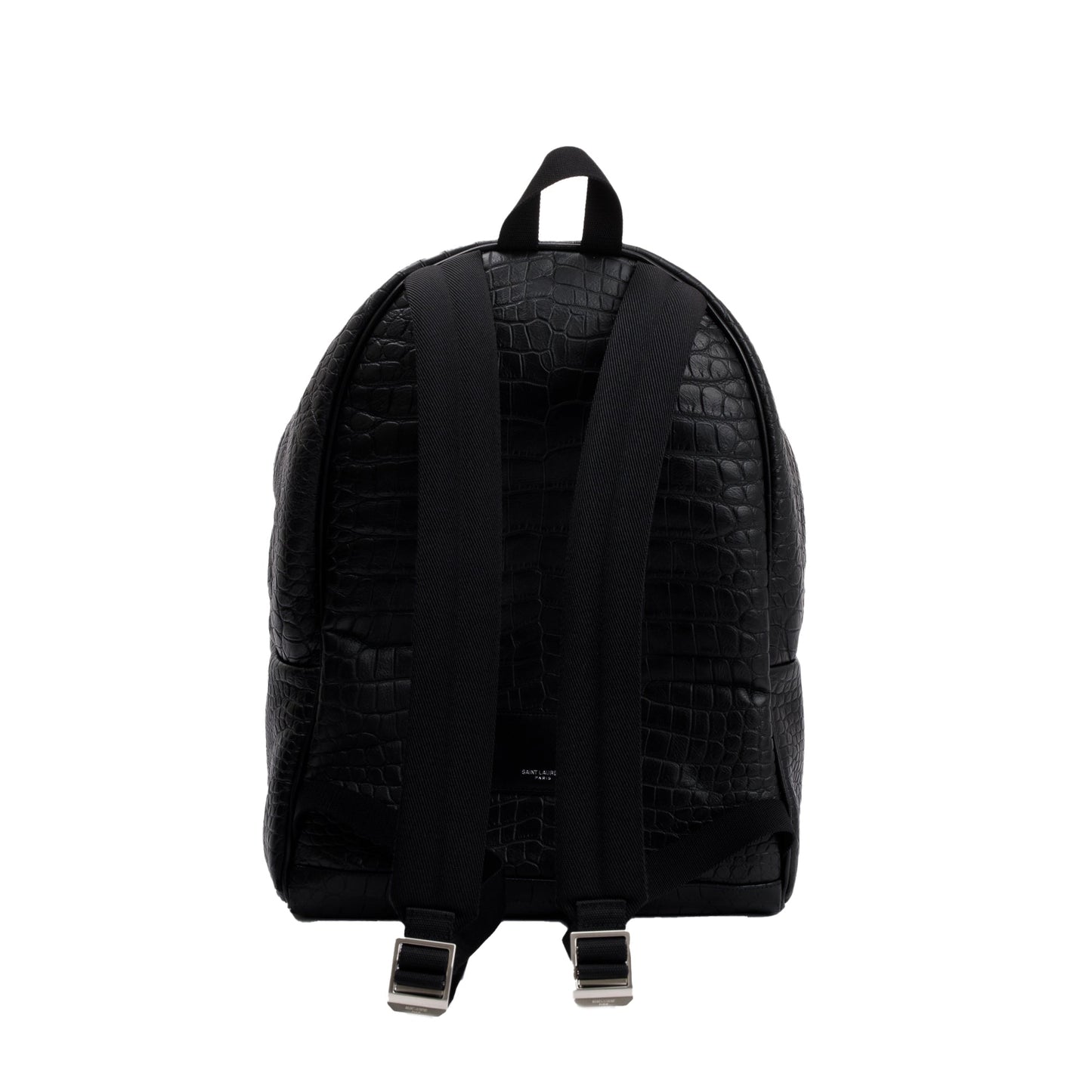 Saint Laurent Black Crocodile-Embossed Calfskin Leather City Backpack