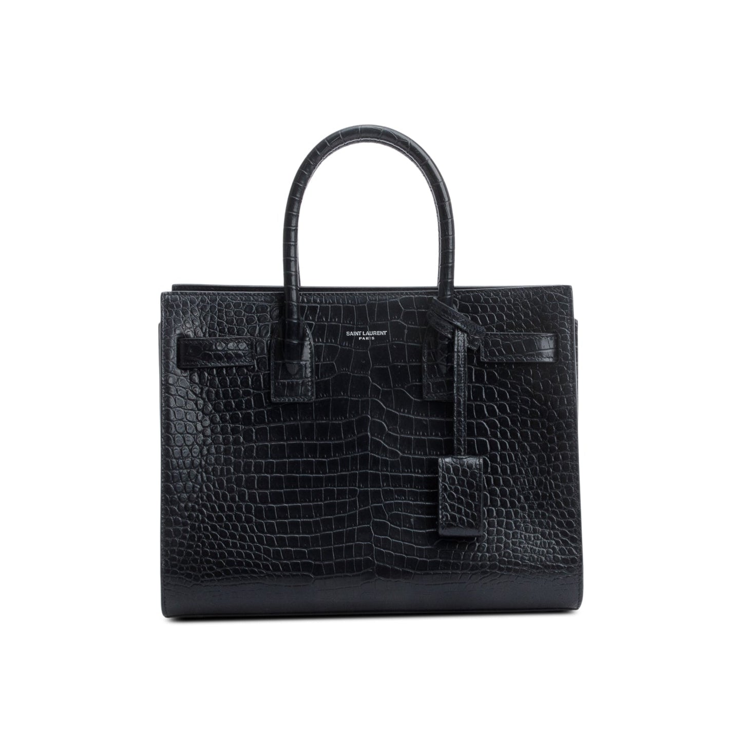 Saint Laurent Black Crocodile Embossed Leather Baby Sac De Jour