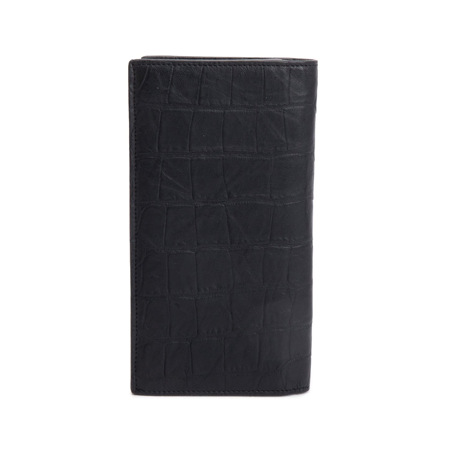 Saint Laurent Black Crocodile-Embossed Leather Cassandre Continental Wallet
