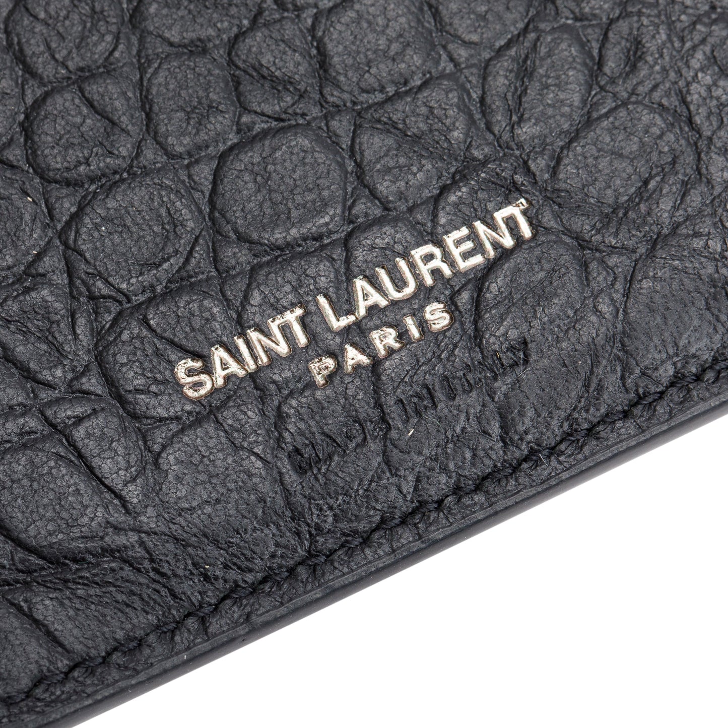 Saint Laurent Black Crocodile-Embossed Leather Cassandre Continental Wallet