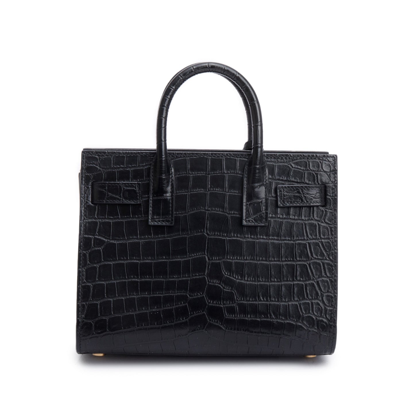 Saint Laurent Black Crocodile Embossed Leather Nano Sac De Jour