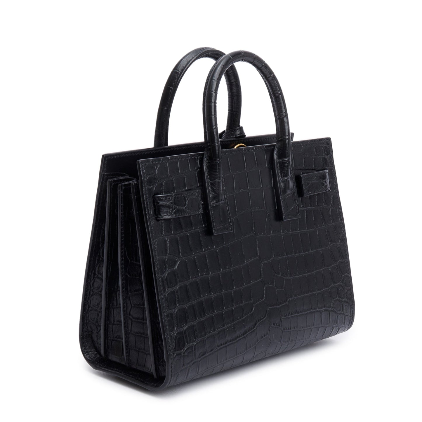Saint Laurent Black Crocodile Embossed Leather Nano Sac De Jour