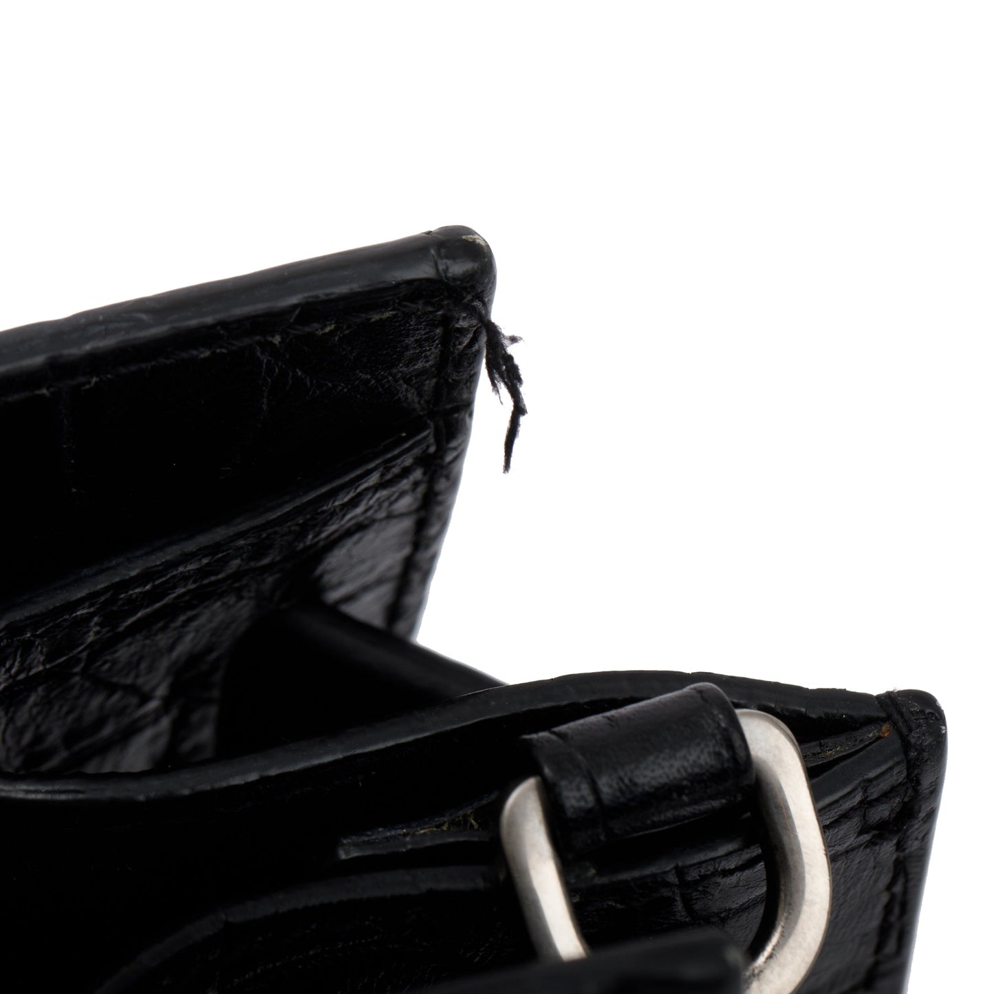 Saint Laurent Black Crocodile Embossed Leather Nano Sac De Jour