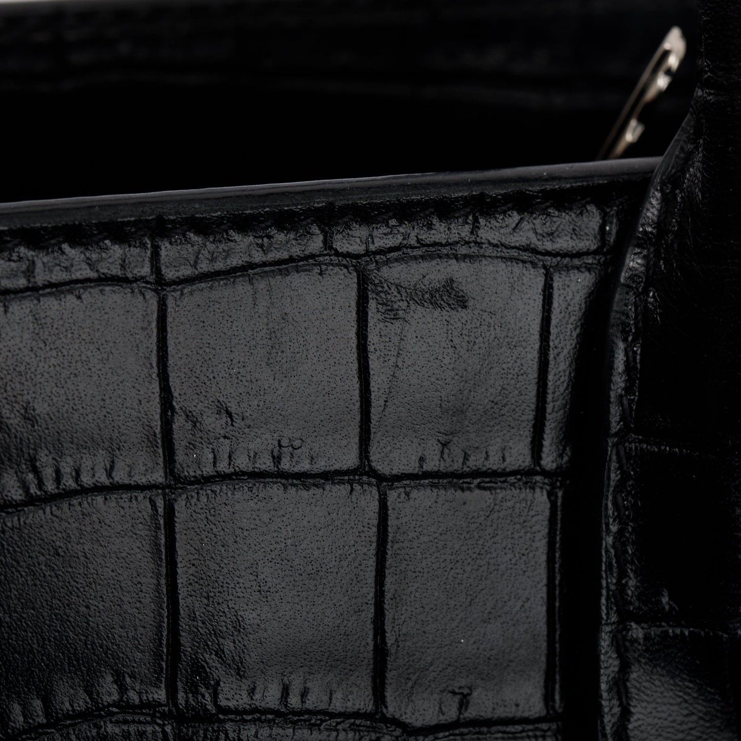 Saint Laurent Black Crocodile Embossed Leather Nano Sac De Jour