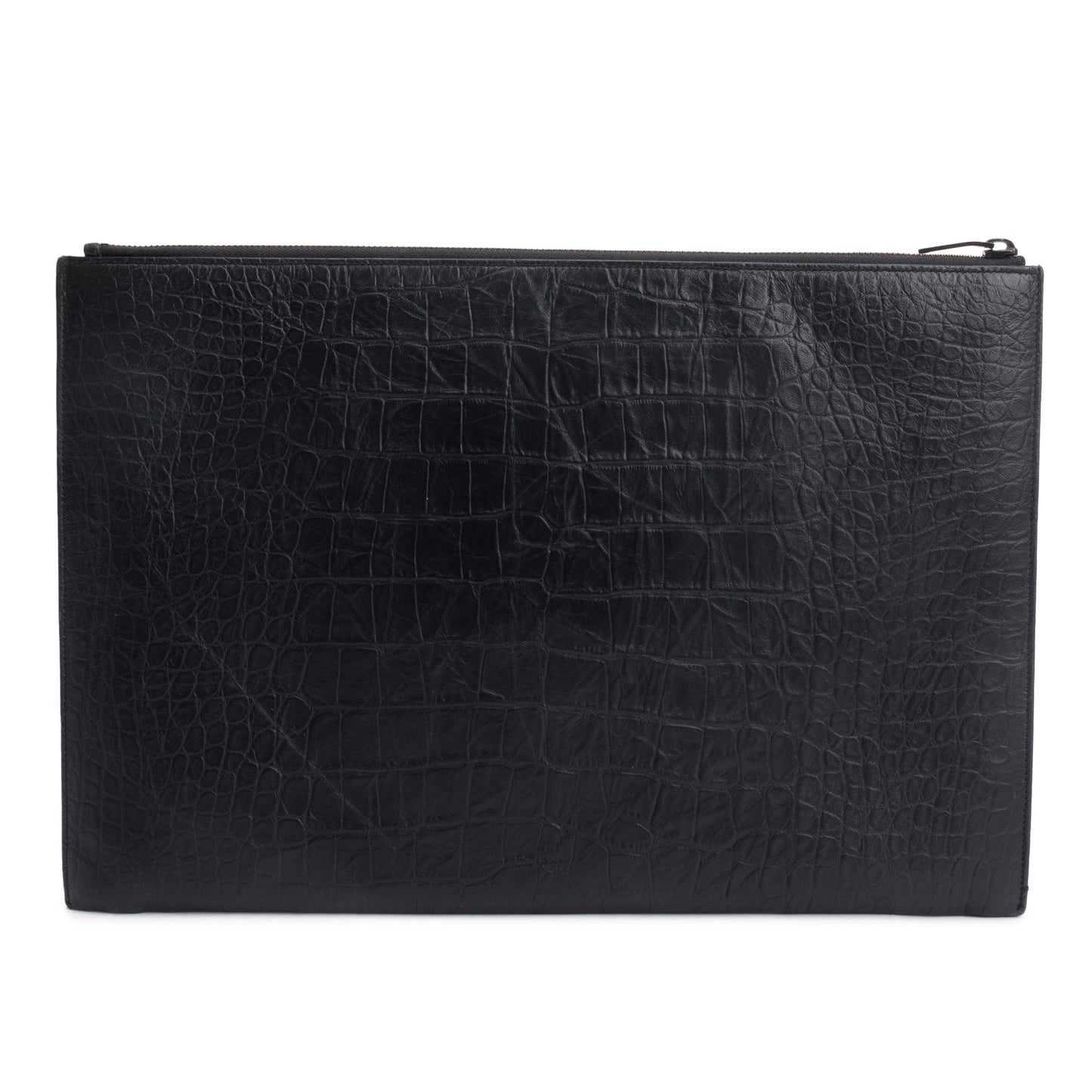 Saint Laurent Black Crocodile Embossed Monogram Document Holder