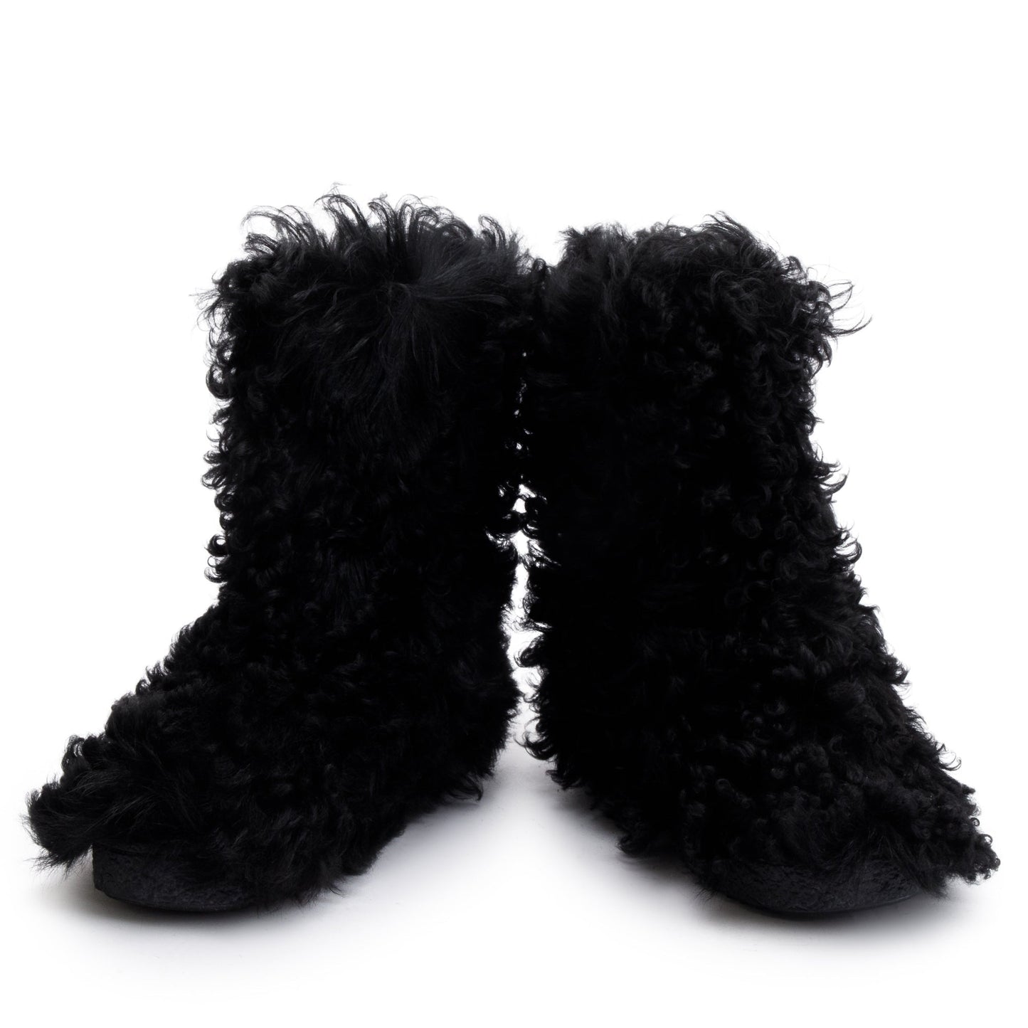 Saint Laurent Black Furry Boots, Size 42