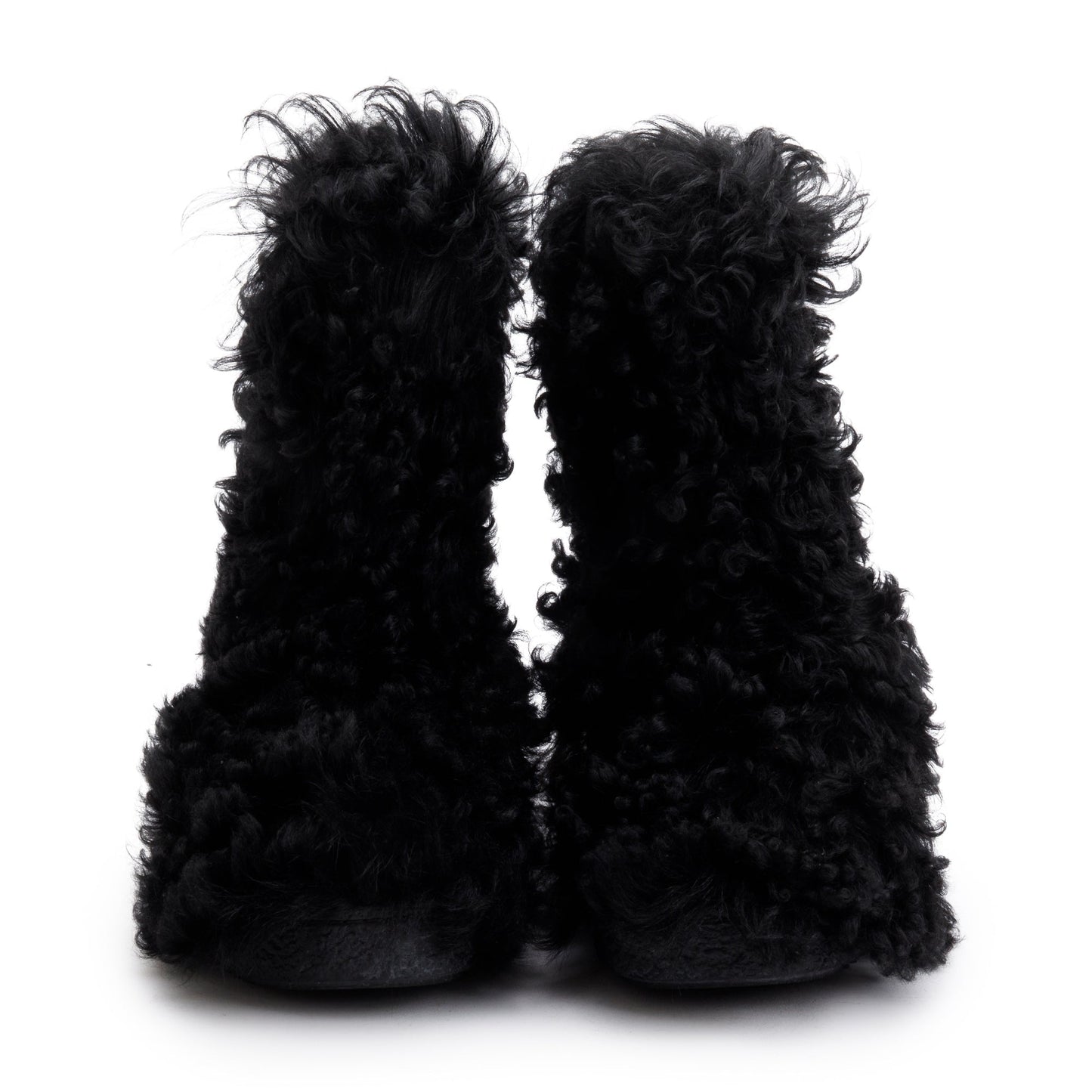 Saint Laurent Black Furry Boots, Size 42