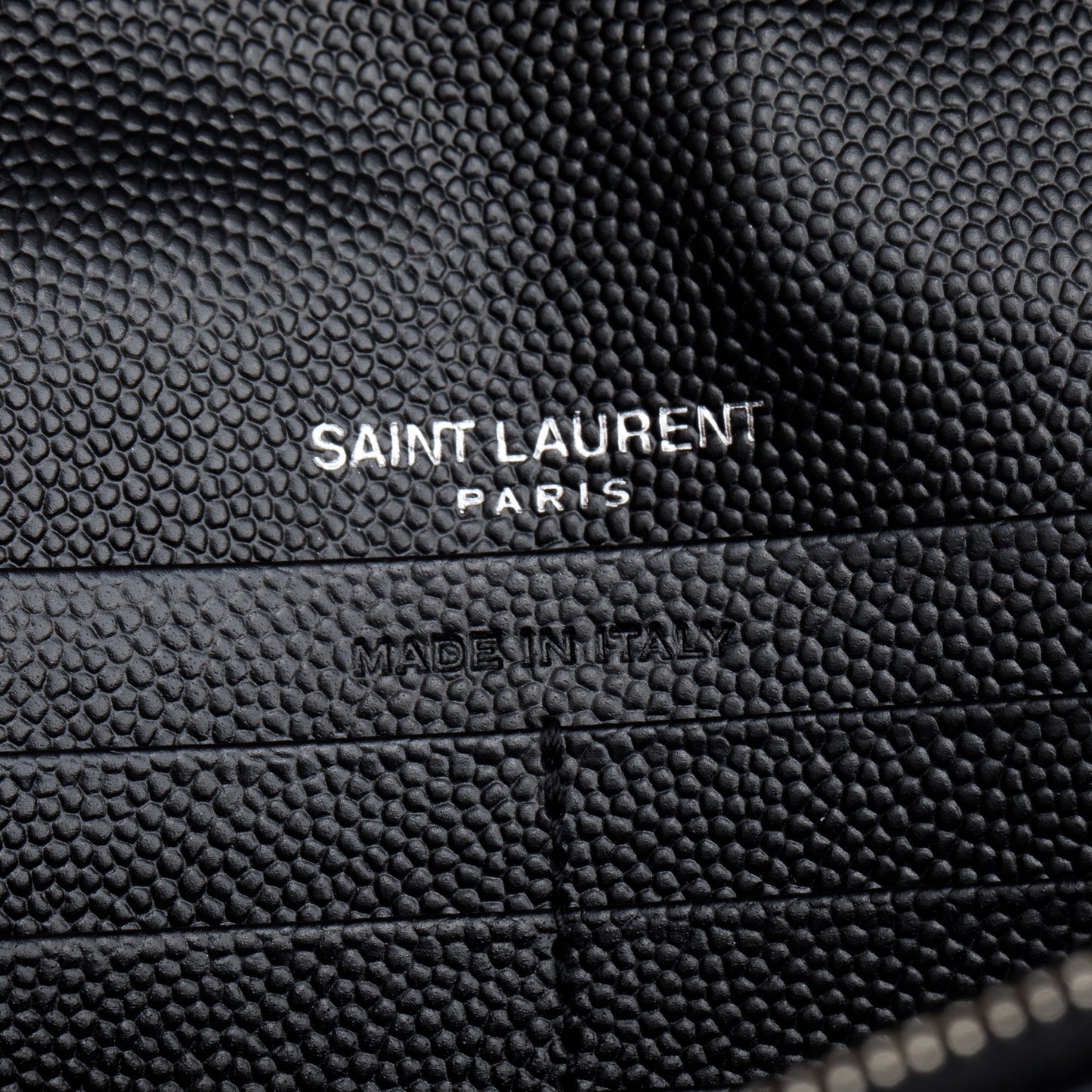 Saint Laurent Black Grain De Poudre Cassandre Envelope Chain Wallet